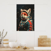 Fox Astronaut Poster, Fox Retro Print, Fox Poster (Küche)