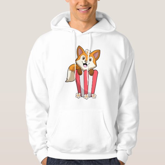 Fox at Eating with Popcorn Hoodie (Vorderseite)