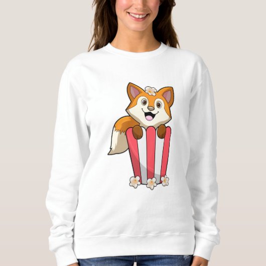 Fox at Eating with Popcorn Sweatshirt (Vorderseite)