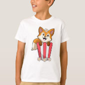 Fox at Eating with Popcorn T-Shirt (Vorderseite)