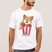 Fox at Eating with Popcorn T-Shirt (Vorderseite)