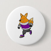 Fox at Ice Skaten mit Ice Skate & Brille Button (Vorderseite)