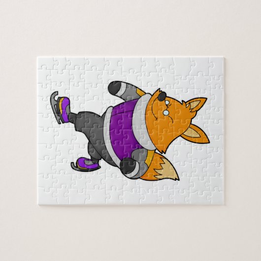 Fox at Ice Skaten mit Ice Skate & Brille Puzzle (Horizontal)