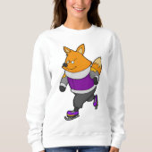 Fox at Ice Skaten mit Ice Skate & Brille Sweatshirt (Vorderseite)