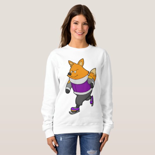 Fox at Ice Skaten mit Ice Skate & Brille Sweatshirt (Vorne ganz)