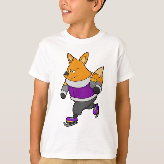 Fox at Ice Skaten mit Ice Skate & Brille T-Shirt (Vorderseite)