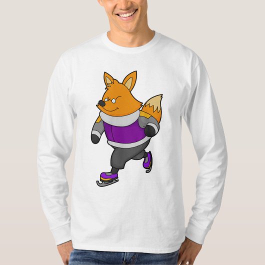 Fox at Ice Skaten mit Ice Skate & Brille T-Shirt (Vorderseite)