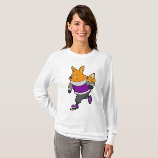 Fox at Ice Skaten mit Ice Skate & Brille T-Shirt (Vorne ganz)
