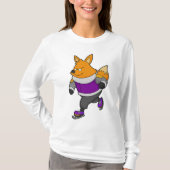 Fox at Ice Skaten mit Ice Skate & Brille T-Shirt (Vorderseite)