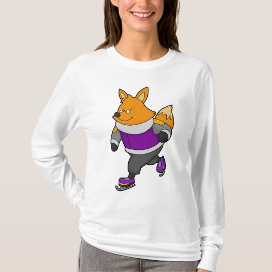 Fox at Ice Skaten mit Ice Skate & Brille T-Shirt (Vorderseite)