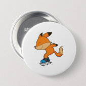 Fox at Ice skating with Ice skates Button (Vorne & Hinten)