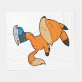 Fox at Ice skating with Ice skates Fleecedecke (Vorderseite (Horizontal))