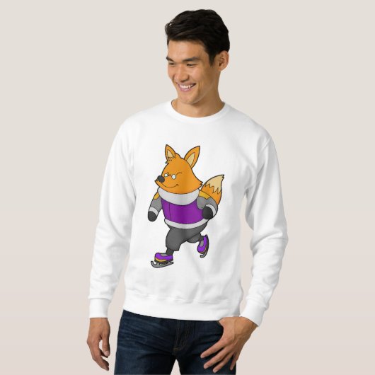 Fox at Ice skating with Ice skates & Glasses Sweatshirt (Vorne ganz)