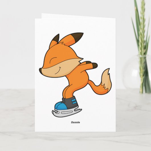 Fox at Ice skating with Ice skates Karte (Rückseite)