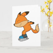 Fox at Ice skating with Ice skates Karte (Gelbe Blume)