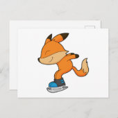 Fox at Ice skating with Ice skates Postkarte (Vorne/Hinten)