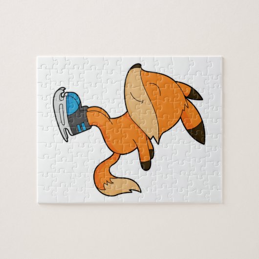 Fox at Ice skating with Ice skates Puzzle (Horizontal)