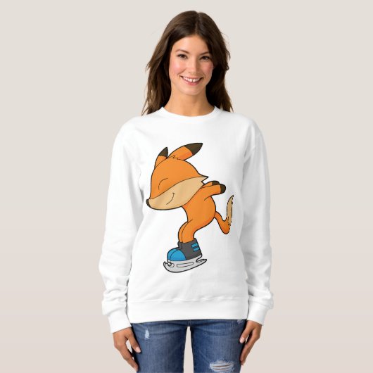 Fox at Ice skating with Ice skates Sweatshirt (Vorne ganz)