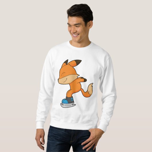 Fox at Ice skating with Ice skates Sweatshirt (Vorne ganz)