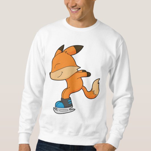 Fox at Ice skating with Ice skates Sweatshirt (Vorderseite)