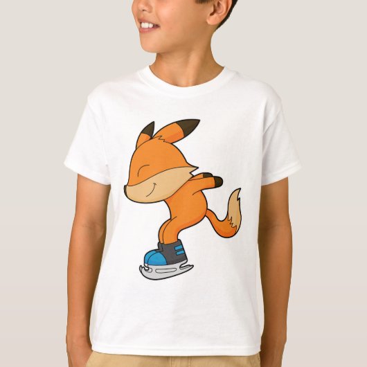 Fox at Ice skating with Ice skates T-Shirt (Vorderseite)