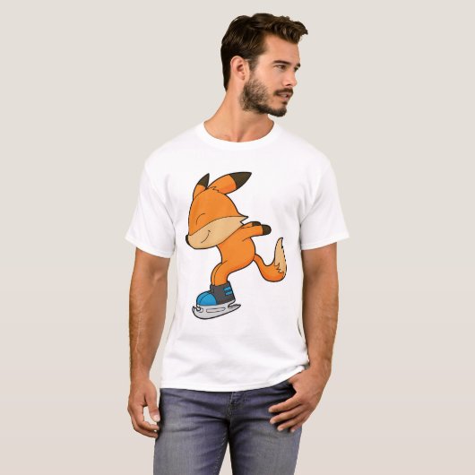 Fox at Ice skating with Ice skates T-Shirt (Vorne ganz)