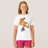 Fox at Ice skating with Ice skates T-Shirt (Vorne ganz)