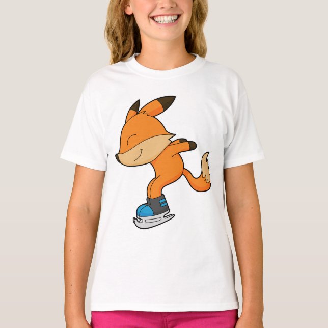 Fox at Ice skating with Ice skates T-Shirt (Vorderseite)