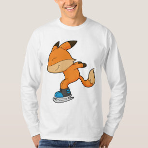 Fox at Ice skating with Ice skates T-Shirt