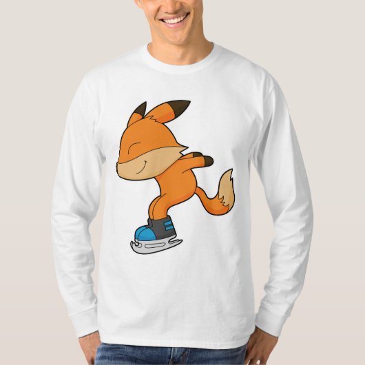 Fox at Ice skating with Ice skates T-Shirt (Vorderseite)