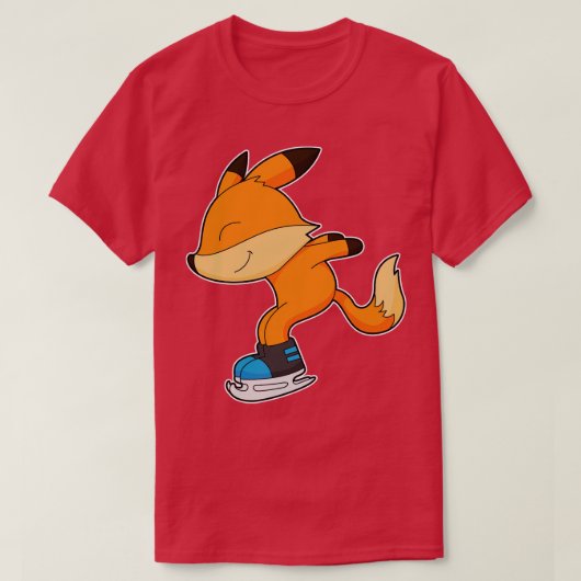 Fox at Ice skating with Ice skates T-Shirt (Design vorne)