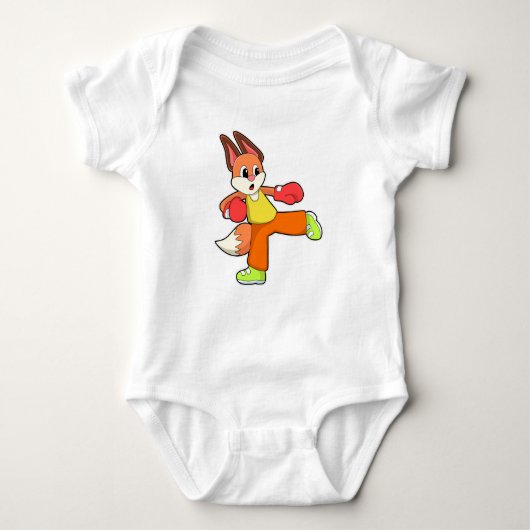 Fox at Martial Arts Boxen mit Boxhandschuhen Baby Strampler (Vorderseite)