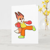 Fox at Martial Arts Boxen mit Boxhandschuhen Karte (Gelbe Blume)