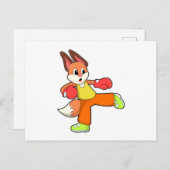 Fox at Martial Arts Boxen mit Boxhandschuhen Postkarte (Vorne/Hinten)