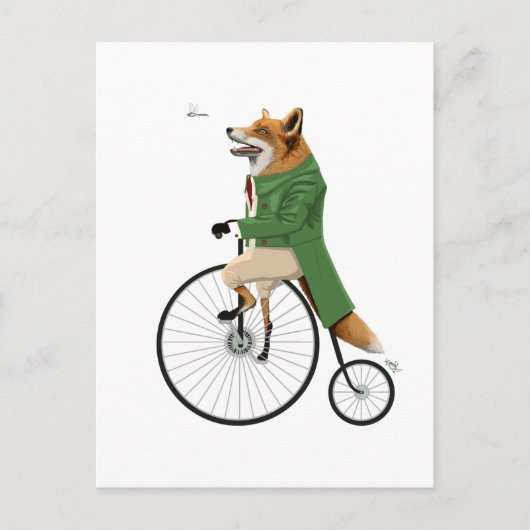 Fox auf dem Fahrrad Postkarte (Vorderseite)
