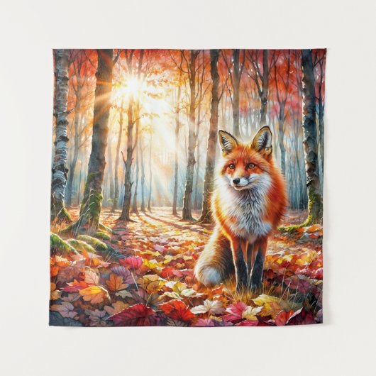 Fox Autumn Foods Wandteppich (Vorderseite)
