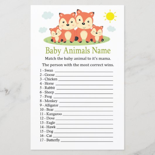 Fox Baby Animals Name Game (Vorderseite)