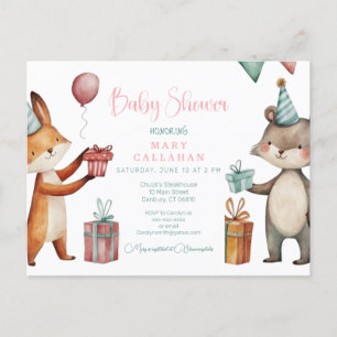 Fox baby Dusche Einladung stilvoll chic Postkarte