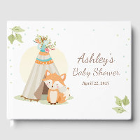 Fox Baby Dusche Gästebuch Teepee pow wow Woodland
