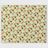 Fox Baby Dusche grün Geschenkpapier (Flach)