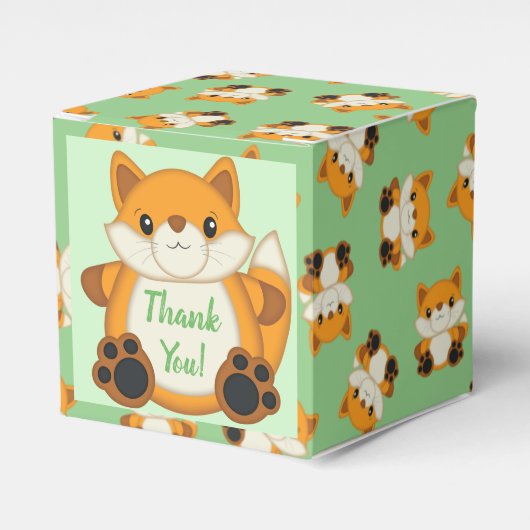 Fox Baby Dusche grün Geschenkschachtel (Vorderseite)