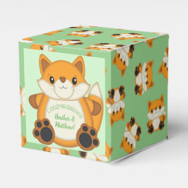 Fox Baby Dusche grün Geschenkschachtel