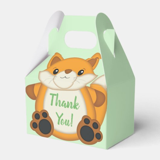 Fox Baby Dusche grün Geschenkschachtel (Rückseite)