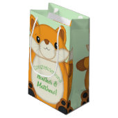 Fox Baby Dusche grün Kleine Geschenktüte (Rückseite Schrägansicht)