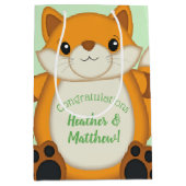 Fox Baby Dusche grün Mittlere Geschenktüte (Vorderseite)