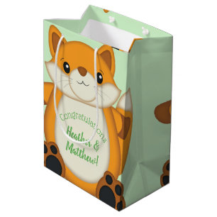 Fox Baby Dusche grün Mittlere Geschenktüte