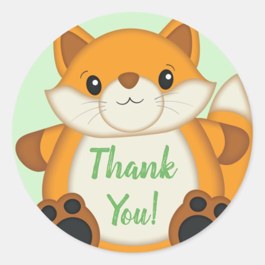 Fox Baby Dusche grün Runder Aufkleber (Vorderseite)