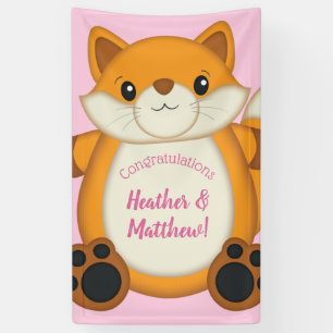 Fox Baby Dusche Pink Banner