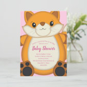 Fox Baby Dusche Pink Einladung (Stehend Vorderseite)