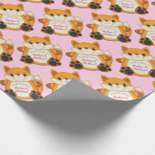 Fox Baby Dusche Pink Geschenkpapier (Ecke)